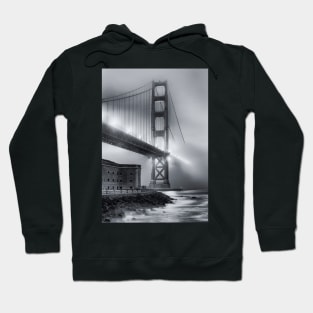 Golden Gate in Fog B+W Hoodie